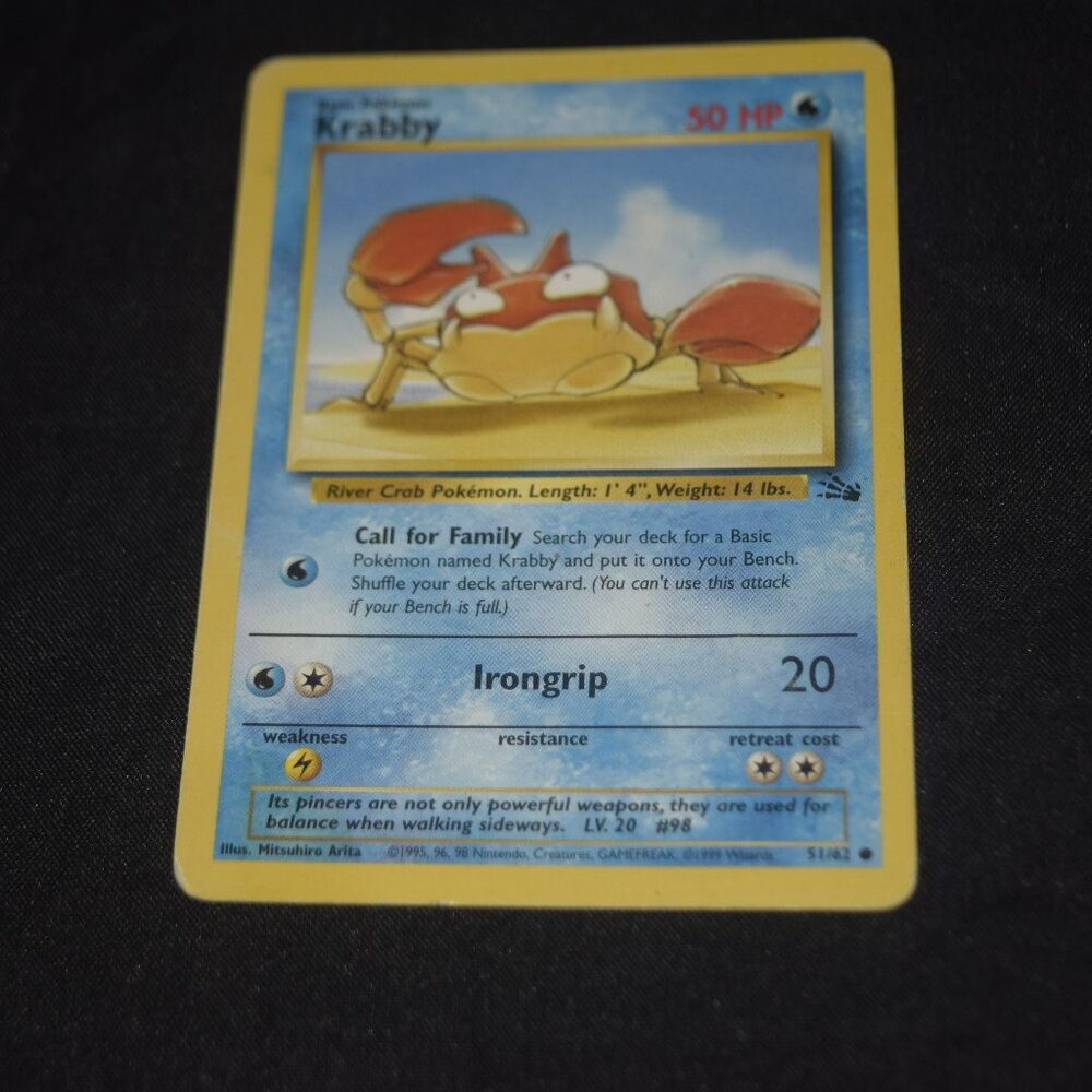 Pokemon Card Krabby 51/62 Fossil Set